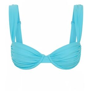 Ruched Light Blue Bikini Top - Women Swim Bikini